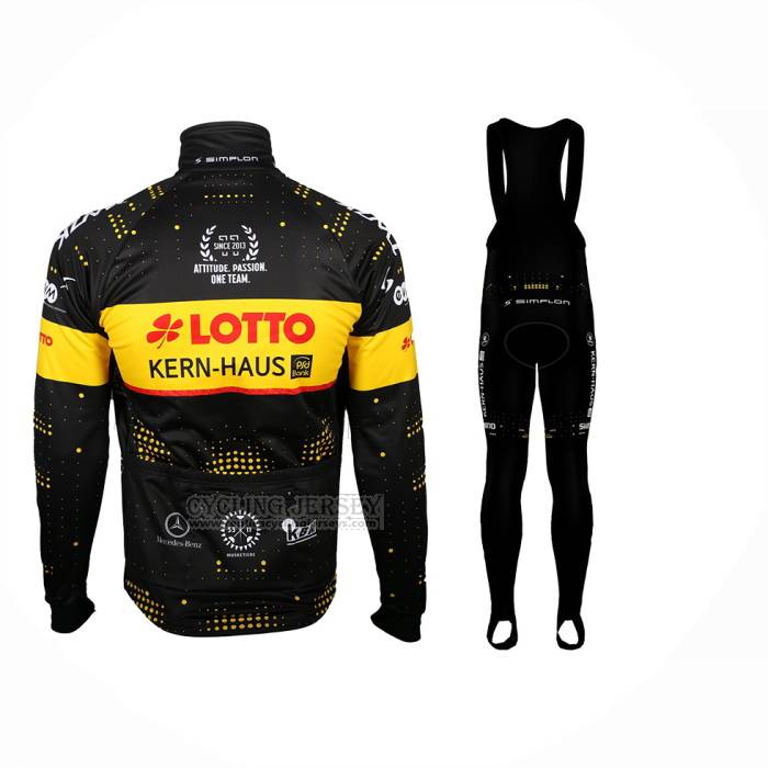 2024 Cycling Jersey Lotto-Kern Haus Black Yellow Long Sleeve And Bib Short